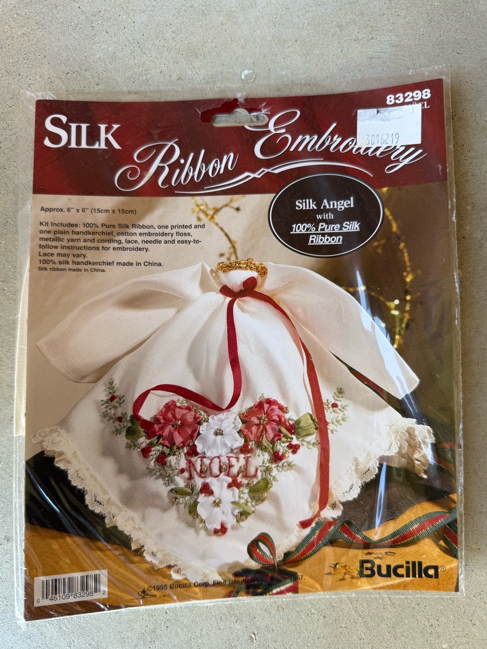 Vintage Bucilla Silk Angel Silk Embroidery Holiday Christmas Ornament NEW
